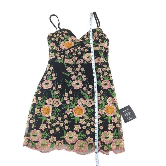 Lulus Abloom With Love Black Floral Embroidered Mini Dress S - Picture 7 of 10